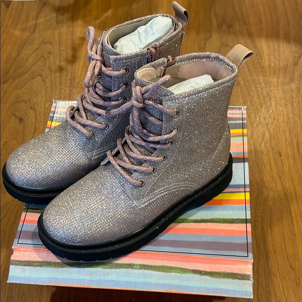 Girls MIA Glittery Kids combat Boots 3